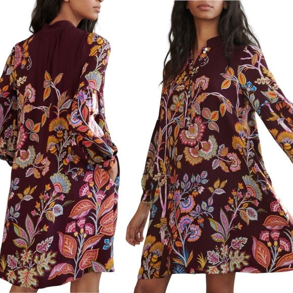Anthropologie Dresses & Skirts - BY ANTHROPOLOGIE Lori Paisley Floral Print Long Sleeve Tunic Dress